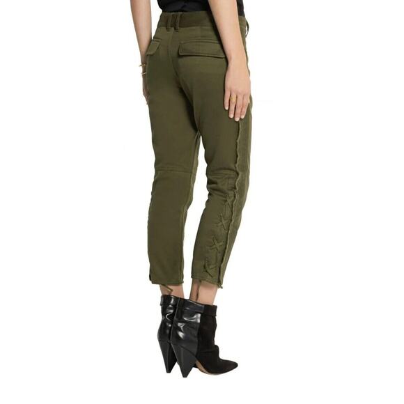 Isabel Marant "Jessie" Olive Green Crop Pants Lace Up Size 40 8 10 US Military - Picture 2 of 13